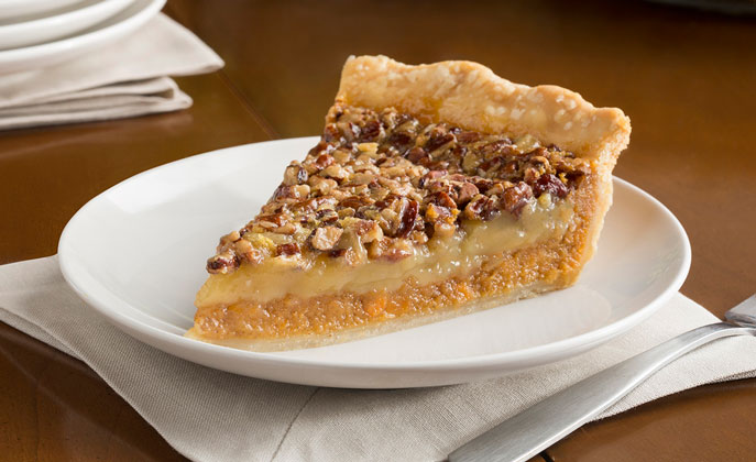Two favorite holiday pies combined all in one! This recipe makes two pies – eat one, share one.